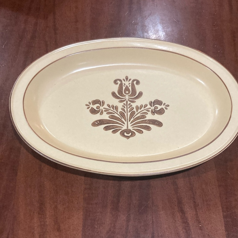 Vintage Pfaltzgraff Village Serving Platter Floral Oval Plate Stoneware USA